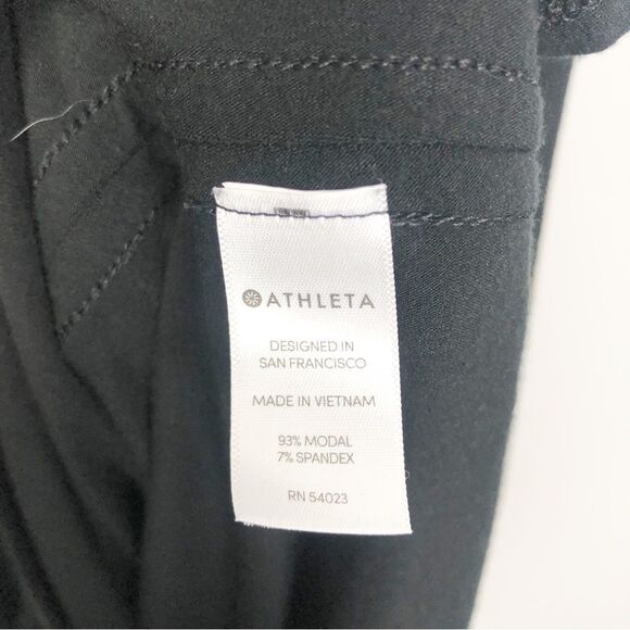 ATHLETA | Asymmetrical Drapey Black Short Sleeve Midi T-Shirt Dress Women’s S - Picture 7 of 8